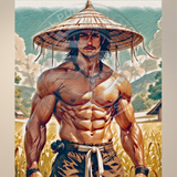 Golden Fields Ronin Gay Art Print | Shirtless Warrior Wall Art | Mythic Masculine LGBTQ+ | SteelPulseMStudio