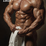 Muscular Torso Oil Painting Print, Classical Bodybuilder Fine Art, Masculine Fitness Wall Decor