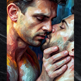 Gay Erotic Art Print | Gay Couple Passion | Painting Wall Art | Sexy Homoerotic Artwork | 4 Sizes