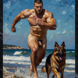 Free Run — Male Nude Beach Art Print