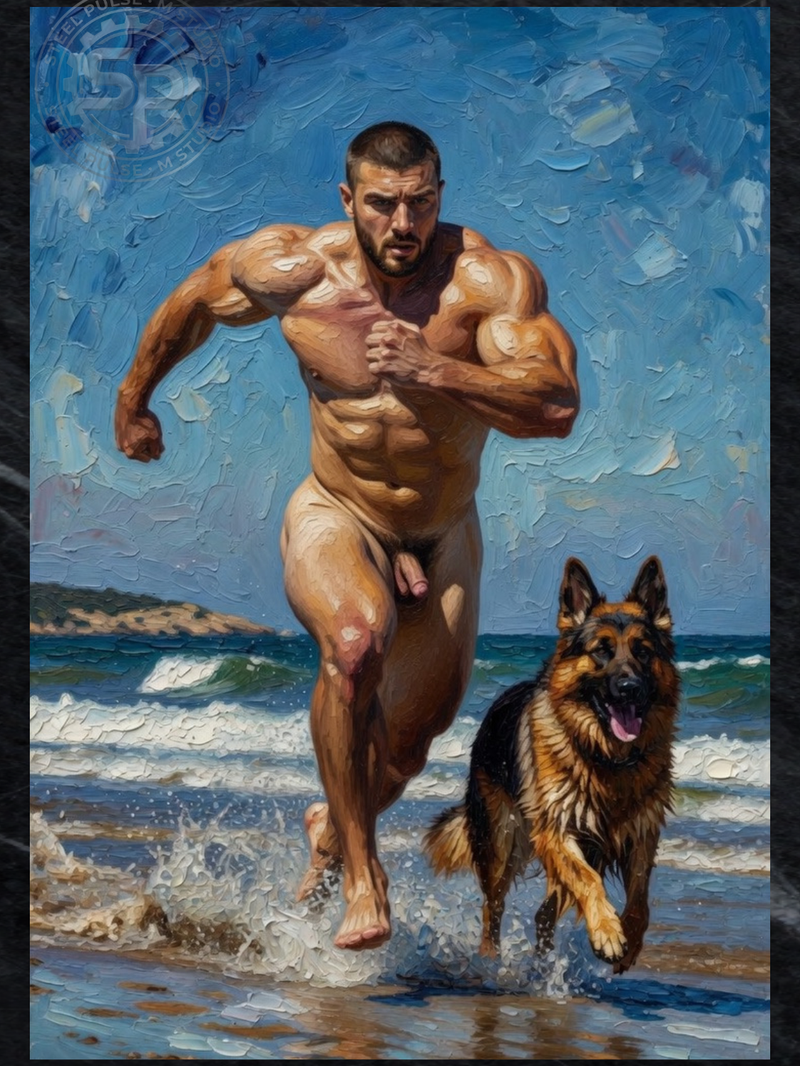 Free Run — Male Nude Beach Art Print