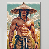 Golden Fields Ronin Gay Art Print | Shirtless Warrior Wall Art | Mythic Masculine LGBTQ+ | SteelPulseMStudio