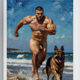 Free Run — Male Nude Beach Art Print