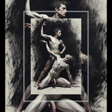 Gay Erotic Art Print | Dominance & Surrender | Classical NSFW Figure Study | Charcoal Style | 4 Sizes