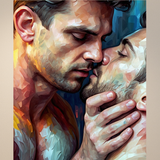 Gay Erotic Art Print | Gay Couple Passion | Painting Wall Art | Sexy Homoerotic Artwork | 4 Sizes