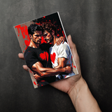 NSFW Greeting Card | Passionate Male Embrace Red Hearts | Gay Lovers Intense Hug | Erotic Valentine Card | 5x7 Single/5-Pack