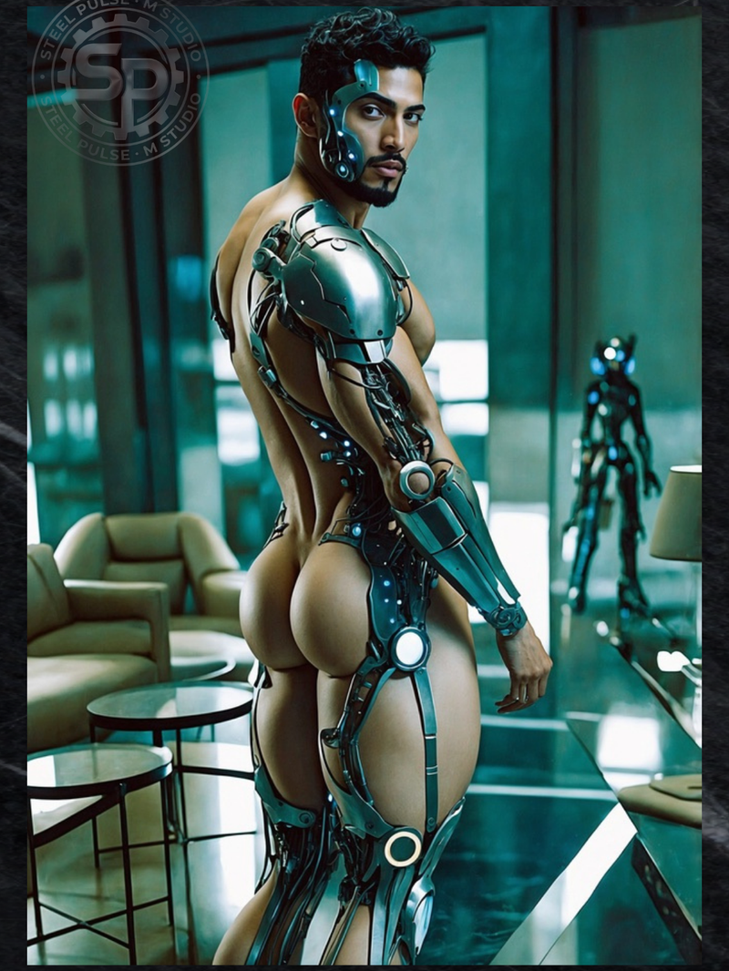 Sci-Fi Cyborg Art Print: Cybernetic Seduction - Erotic Futuristic Decor