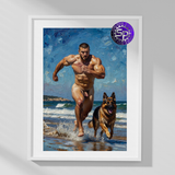 Free Run — Male Nude Beach Art Print