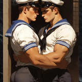 Gay Erotic Art Print | Navy Couple | Homoerotic Fantasy Wall Art | 4 Sizes