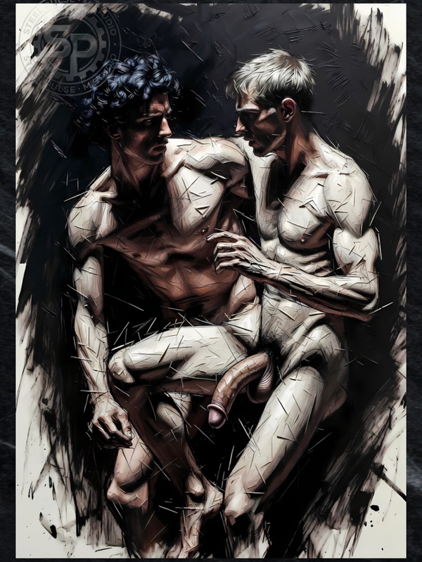 Erotic Art Print | Two Men Intimate Embrace | Gay Erotic Art | Bold NSFW Print | 4 Sizes