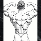 Lámina artística Titan's Rear Lat Spread | Arte de pared atrevido de físico culturista | Decoración LGBTQ+ | SteelPulseMStudio