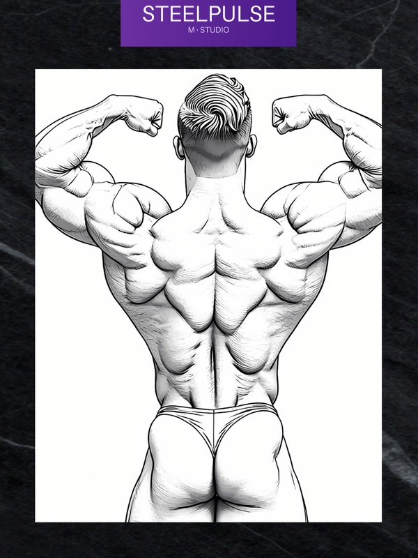 Titan's Rear Lat Spread Art Print | Bold Bodybuilder Physique Wall Art | LGBTQ+ Decor | SteelPulseMStudio
