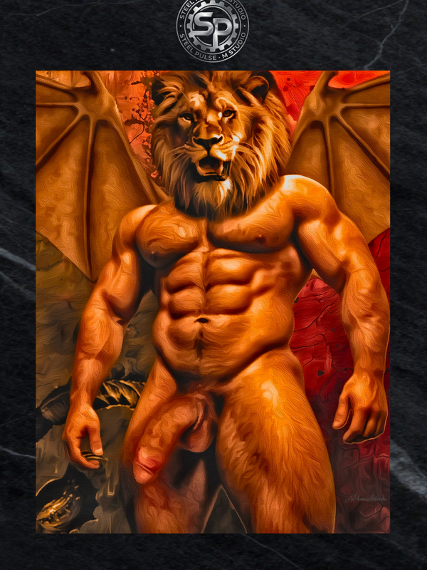 Manticore’s Crimson Roar - Glossy Photo Print, Unframed Wall Art