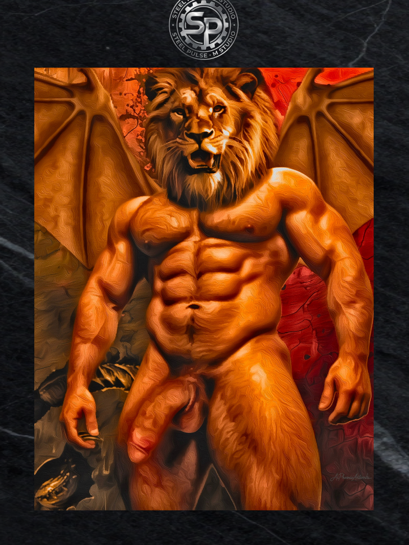 Manticore’s Crimson Roar - Glossy Photo Print, Unframed Wall Art