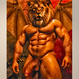 Manticore’s Crimson Roar - Glossy Photo Print, Unframed Wall Art