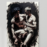 Erotic Art Print | Two Men Intimate Embrace | Gay Erotic Art | Bold NSFW Print | 4 Sizes