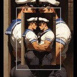 Gay Erotic Art Print | Navy Couple | Homoerotic Fantasy Wall Art | 4 Sizes