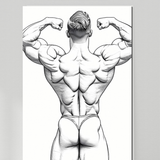 Lámina artística Titan's Rear Lat Spread | Arte de pared atrevido de físico culturista | Decoración LGBTQ+ | SteelPulseMStudio