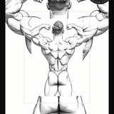 Lámina artística Titan's Rear Lat Spread | Arte de pared atrevido de físico culturista | Decoración LGBTQ+ | SteelPulseMStudio