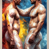 Twin Flames Gay Art Print | Cubist Male Duo Embrace | LGBTQ+ Wall Art | SteelPulseMStudio