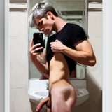 Mirror Check — Explicit Male Nude Art Print