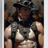 Gay Erotic Art Print | Steampunk Male Nude Top Hat & Gears | Digital Painting Wall Art | Sexy Homoerotic Artwork | 4 Sizes