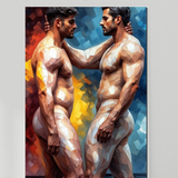 Twin Flames Gay Art Print | Cubist Male Duo Embrace | LGBTQ+ Wall Art | SteelPulseMStudio