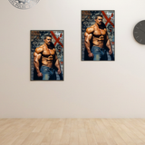 Gay Erotic Art Print | Muscular Man with Twin Snakes Tattoo | Sensual Male Nude Fantasy | Homoerotic Occult Wall Art | 4 Sizes