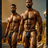 Black Male Warrior Art PRINT | Erotic Fantasy Poster | Ancient Strength & Brotherhood | AiPhoenixArtWorks