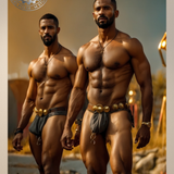 Black Male Warrior Art PRINT | Erotic Fantasy Poster | Ancient Strength & Brotherhood | AiPhoenixArtWorks