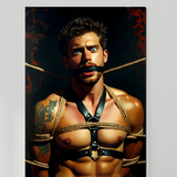 Gay Erotic Art Print | Bound Male Nude Rope & Gag | Digital Painting Wall Art | Sexy Homoerotic Artwork | 4 Sizes