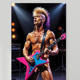 Art Print | Glam Rock Guitarist | Shirtless Male Stage Fantasy | 80s Rock NSFW Art | 4 Sizes