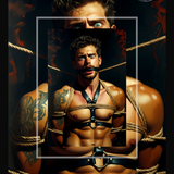 Gay Erotic Art Print | Bound Male Nude Rope & Gag | Digital Painting Wall Art | Sexy Homoerotic Artwork | 4 Sizes