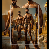 Black Male Warrior Art PRINT | Erotic Fantasy Poster | Ancient Strength & Brotherhood | AiPhoenixArtWorks