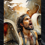 Erotic Male Nude Art Print | Gritty Raw Emotion, Poster
