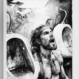 Erotic Male Nude Art Print | Gritty Raw Emotion, Poster