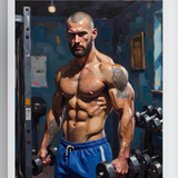 Muscular Gym Print: Erotic Male Physique, Fitness Wall Art