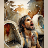 Erotic Male Nude Art Print | Gritty Raw Emotion, Poster