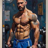 Muscular Gym Print: Erotic Male Physique, Fitness Wall Art