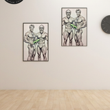Lámina de Arte Erótico Gay | Portero de Hockey y Atleta Pepino | Dibujo Digital a Lápiz Arte de Pared | Fantasía Homoerótica Sexy | 4 Tamaños Disponibles