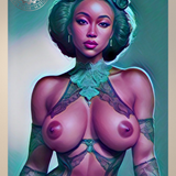 Erotic Art Print | Curvy Black Woman in Lacy Green Lingerie | Sensual Digital Painting | Sexy Boudoir Wall Art | 4 Sizes