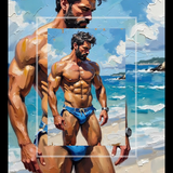 Beach Body Heat Art Print, Textured Male Physique, Summer Erotica