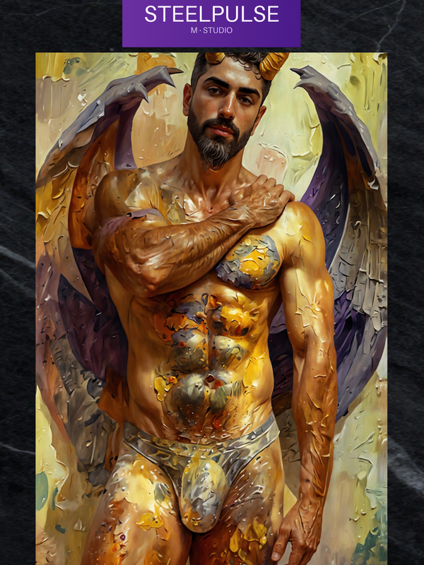 Fantasy Demon Art Print, Male Figure Wall Art, Bold Mythical Creature Poster, Dark Fantasy Illustration, Glossy Photo Print