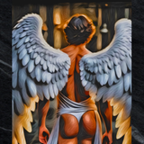 Winged Seraph's Stride Art Print | Angelic Male Figure Wall Art | Mythic LGBTQ+ Decor | SteelPulseMStudio
