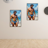 Beach Body Heat Art Print, Textured Male Physique, Summer Erotica