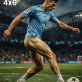 Soccer Player Fine Art Print, Muscular Footballer Impasto Oil Painting Poster, Athletic Soccer Star Wall Decor, Manchester Sports Fan Art