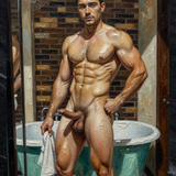 After the Bath — Explicit Male Nude Art Print