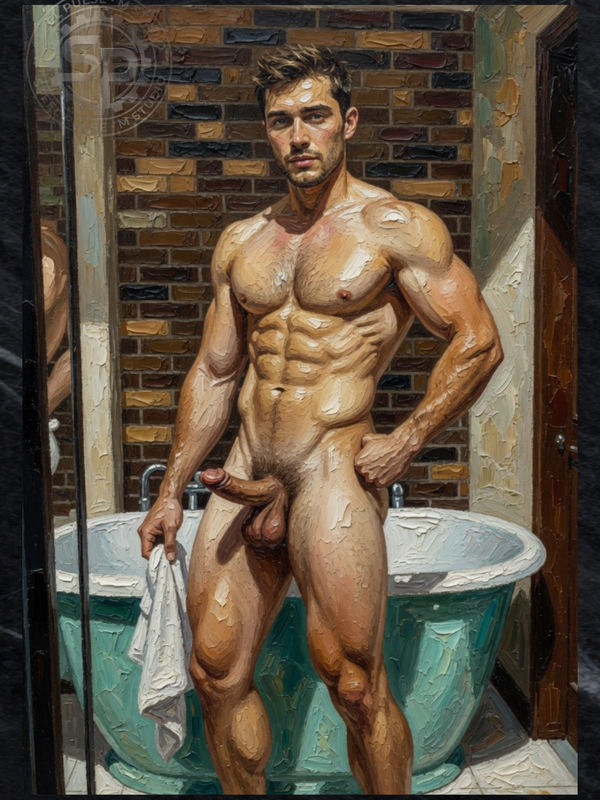After the Bath — Explicit Male Nude Art Print