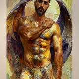 Fantasy Demon Art Print, Male Figure Wall Art, Bold Mythical Creature Poster, Dark Fantasy Illustration, Glossy Photo Print