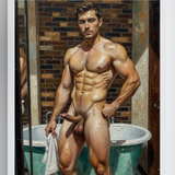 After the Bath — Explicit Male Nude Art Print